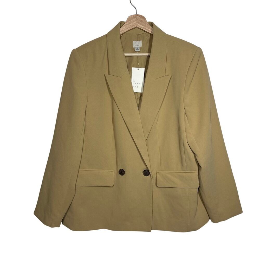 A New Day Women's Slim Fit Blazer Jacket Beige Sz XL Office Business Casual